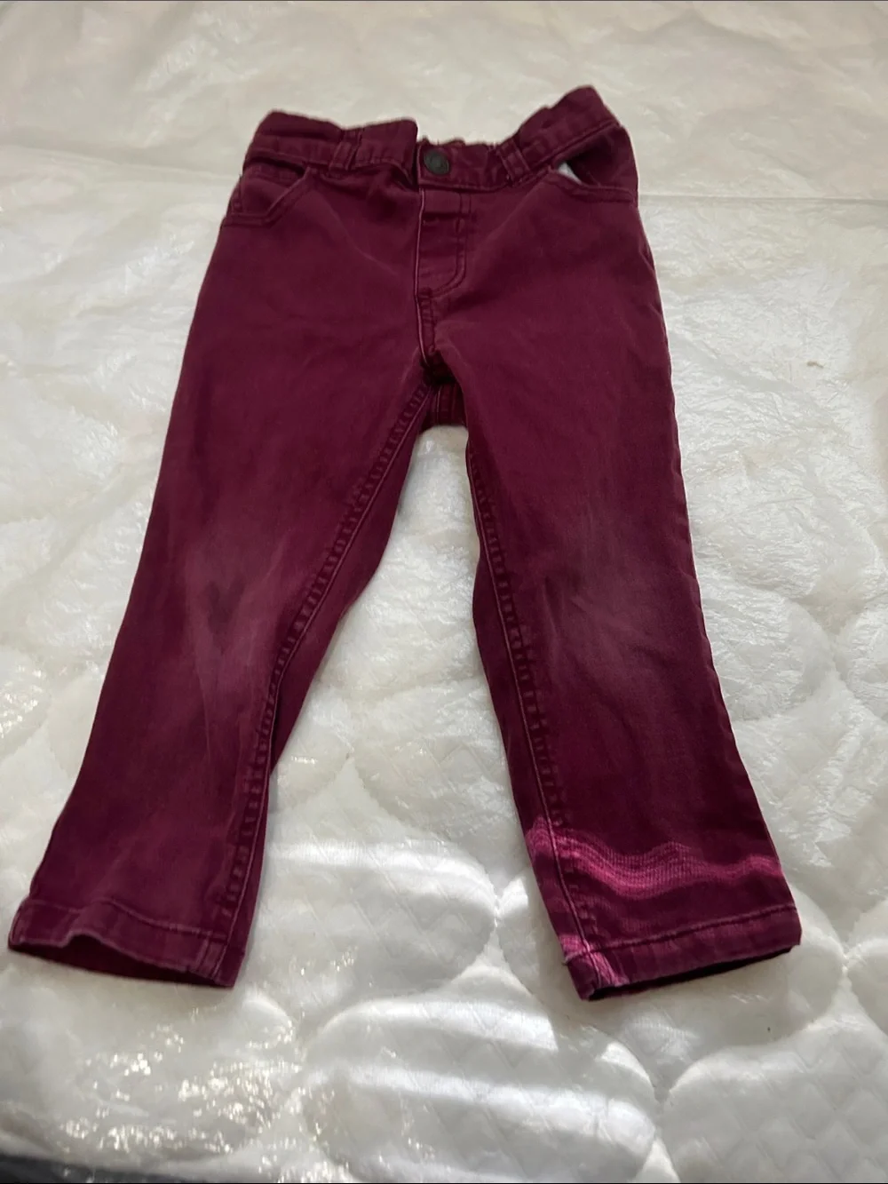 Kids Burgundy Stretch Denim Pants